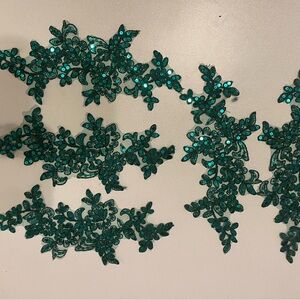 Green Sequin Floral Lace Trim appliqué
